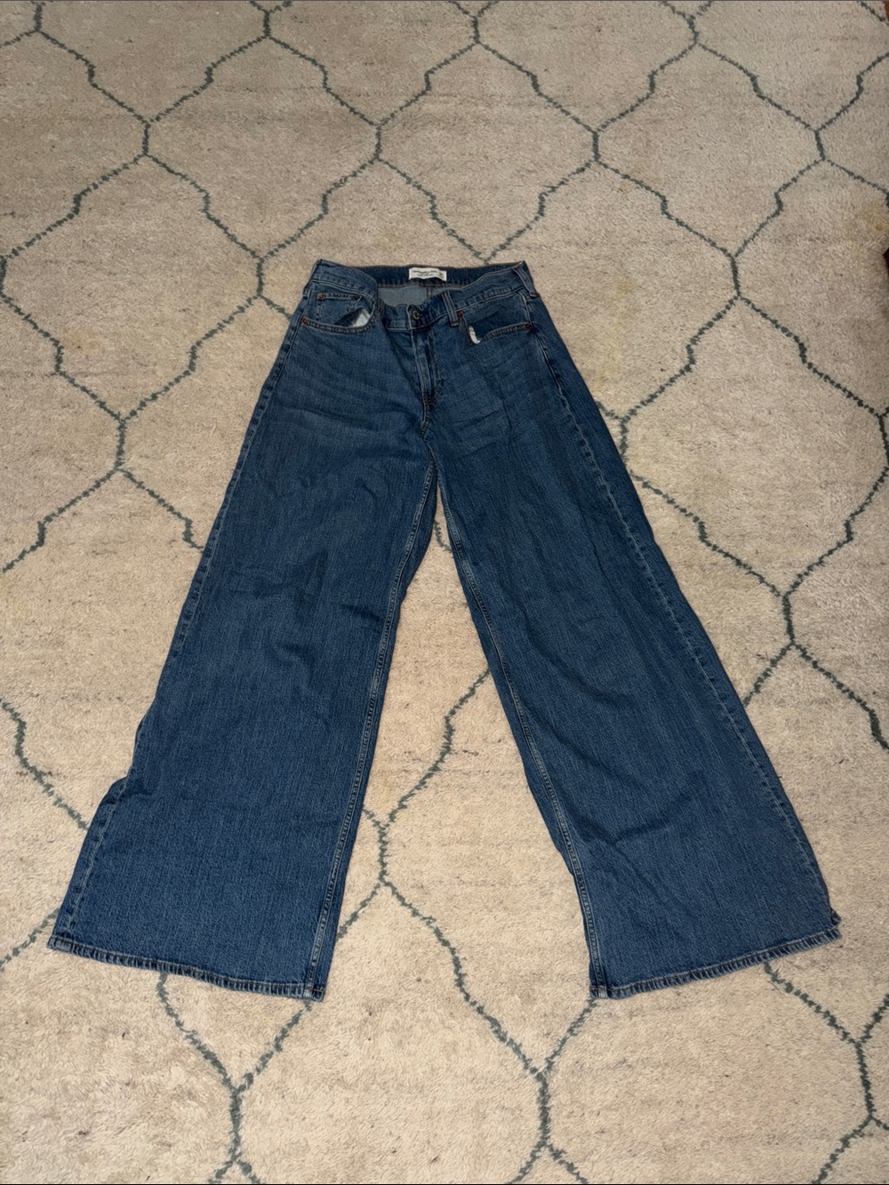 Wide Leg Women Jeans - Dark Blue